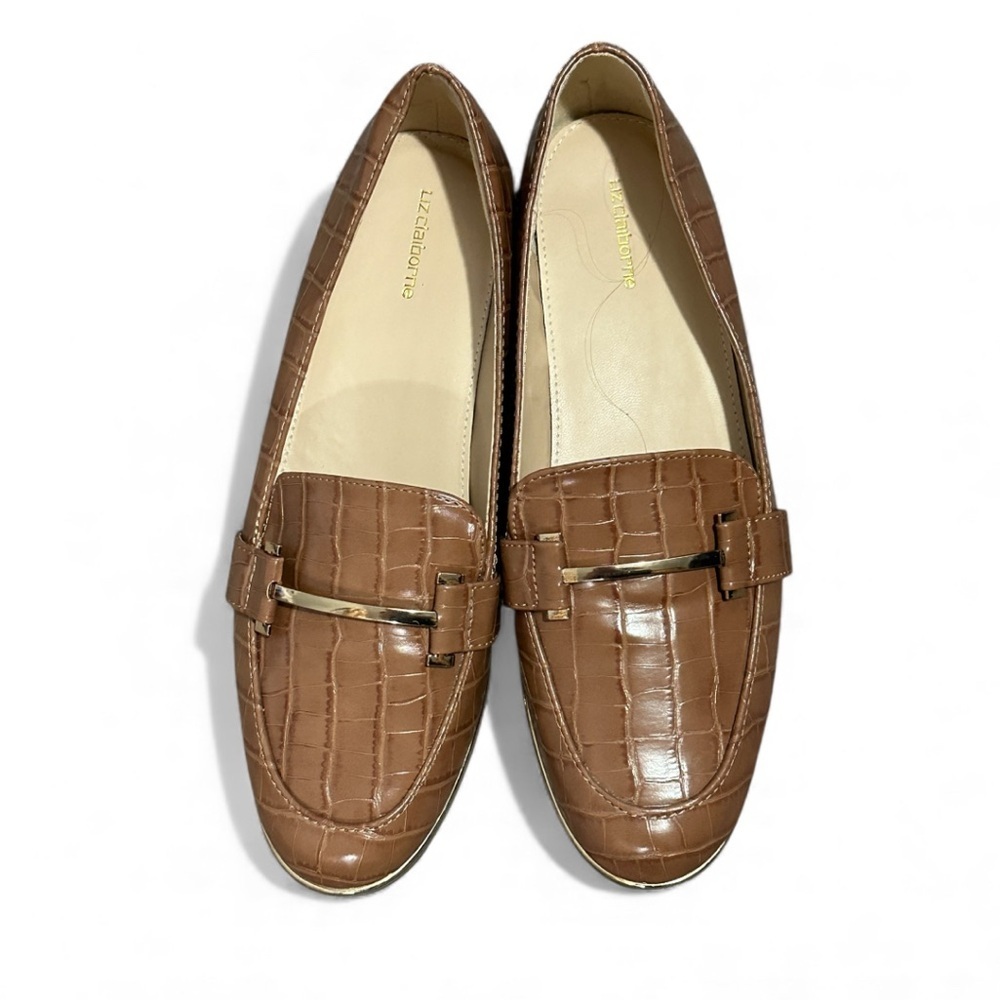 Liz Claiborne  brown Crocodile-Embossed vintage Loafers size 8